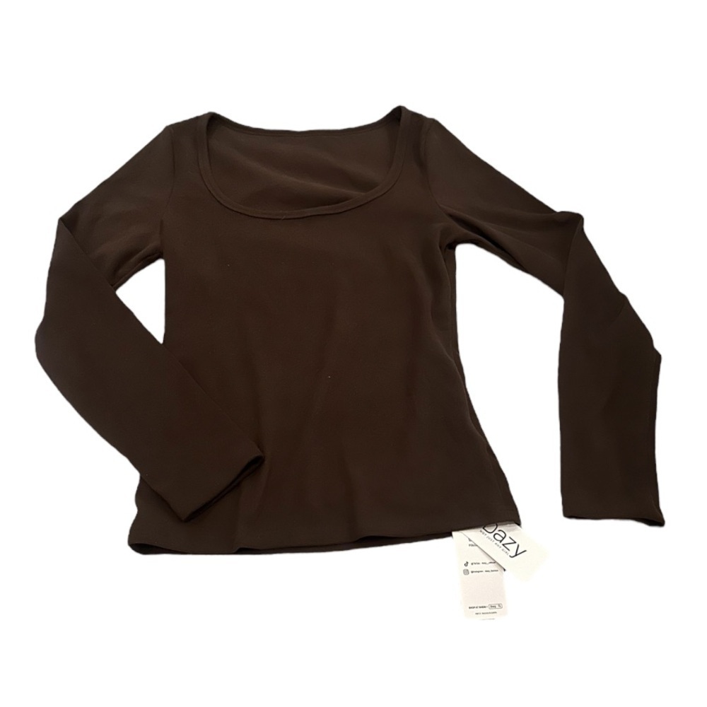 NWT Dazy Scoop Neck Sweater Dark Brown XL